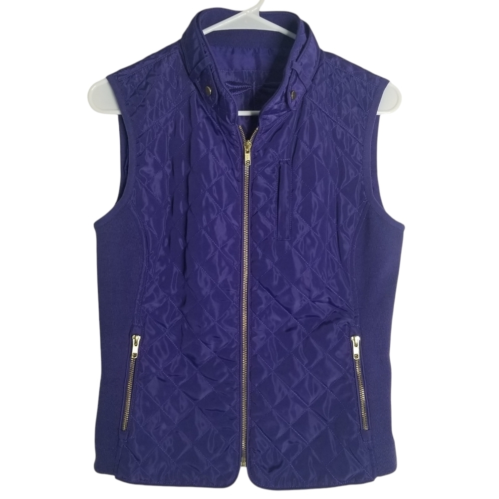 Anthropologie Tyler Boe Quilted Moto Vest Full Zip Purple Size S